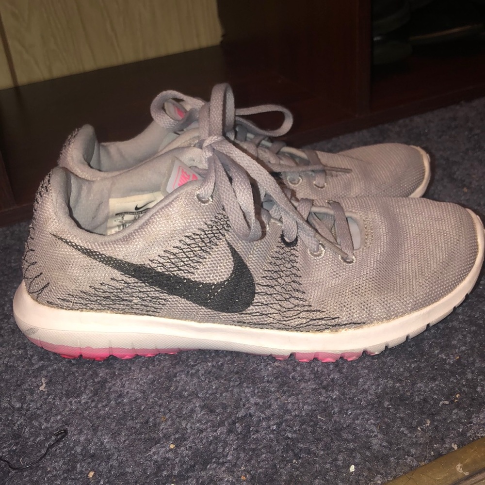 Gray Nike running shoes